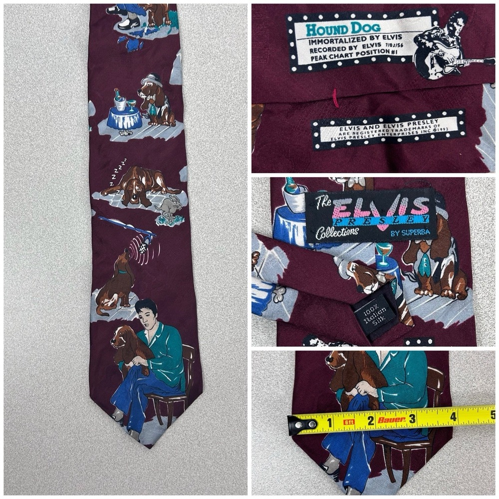 Elvis Presley Collections Hound Dog Neck Tie Italian Silk 100% Superba Vintage